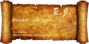 Reider János névjegykártya